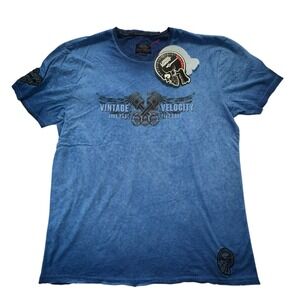 Lethal Threat Apparel Vintage Velocity Series Graphic Tee Men XL Blue w/ Tag